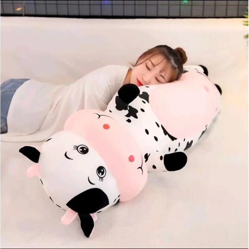 Boneka Guling Sapi Bahan Plush Import 80cm Dan 60cm Lembut Halus Mainan anak Lucu Cowok Cewek Dolls Toys 3