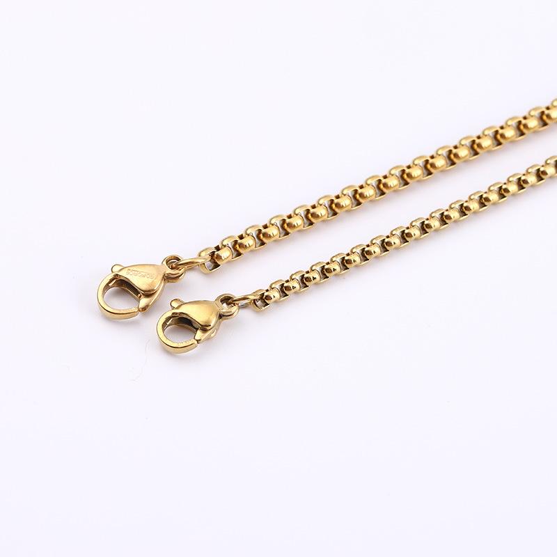 2,5mm thick electroplated square Pearl titanium steel pendant necklace 60cm long DIY decorations women necklace jewelry 2