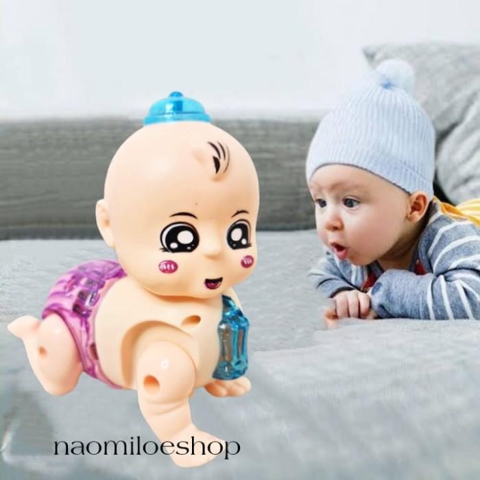 crawling Doll transparan kelap kelip lampu mainan bayi merangkak BATRE mainan murah 0