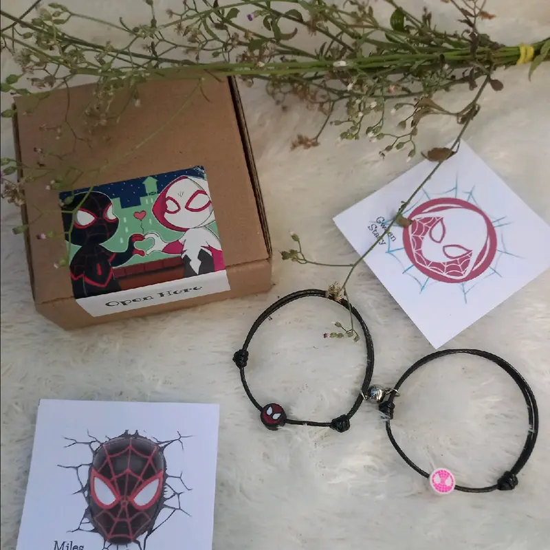 Gelang Couple Spiderman Miles Morales dan Gwen Stacy Ver 2 ( Free gelang polos hitam ) Tali 0