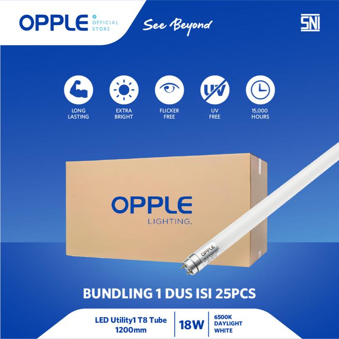 Gambar OPPLE Lampu T8  Utility Single End (1 Dus isi 25) 18 Watt Putih 6500K dari Opple Official Store Kab. Tangerang Tokopedia