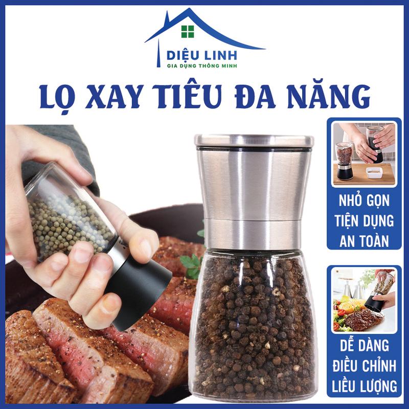 Lọ Xay Tiêu Nắp Nhựa, Nắp Inox Lọ Xay Hạt Tiêu Cầm Tay Siêu Nhanh, Cối Xay Tiêu Kiêm Đựng Tiêu Đa Năng Bằng Thủy Tinh Có Tay Cầm Vặn Tiện Lợi Dieulinhshop