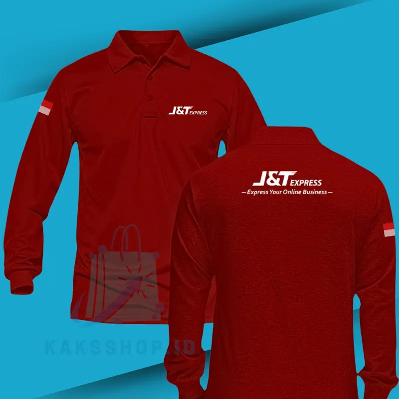 Baju Tshirt Poloshirt Shirt T-Shirt Krah Kerja Panjang Seragam Jnt Express Expedisi Kaospolos Pria Kaos Termurah List Atasan Kombinasi Kerah Bahan Lakoste 1