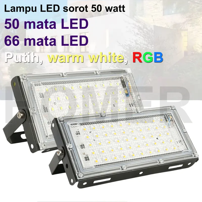 Lampu tembak LED sorot tembak floodlight slim SMD 50w 50 w 50watt 50 watt lampu LED sorot tembak lampu LED dekorasi hias panggung putih kuning warm white RGB super terang jarak jauh lapangan parkir pameran toko reklame taman jalan outdoor anti air hujan 0