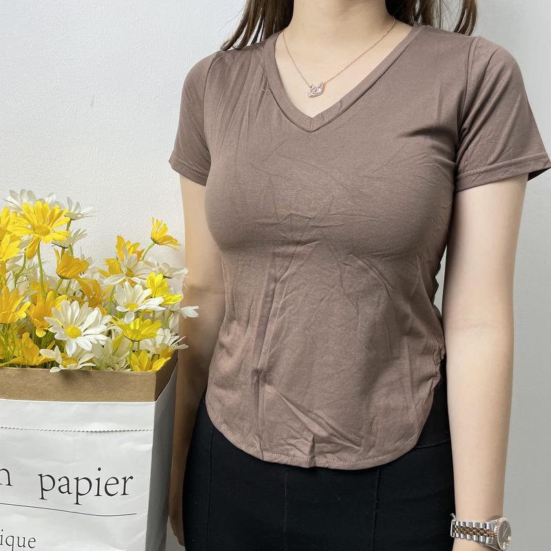Product Introduction of Kaos Vneck Oval Polos Wanita #4457 V-Neck Oblong 12