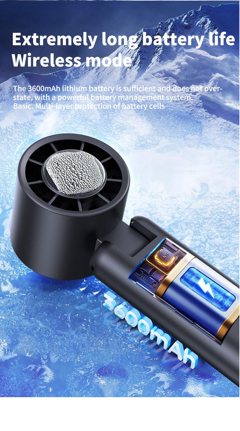 Product Introduction of Handheld small fan High speed powerful semiconductor cold air leafless spray refrigeration Small air conditioner Small mini turbine Portable portable charging Silent electric fan cooling magic weapon fan  portable 17