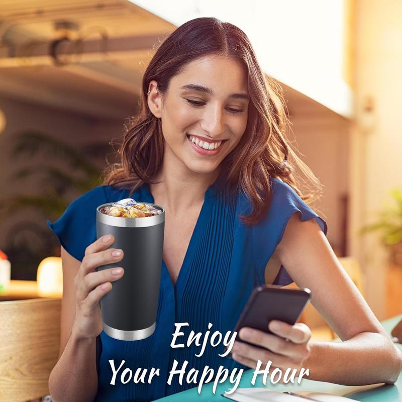 20oz Vacuum Flask, Large Capacity Stainless Steel Insulated Coffee Cup, Portable Travel Coffee Cup with Lid, Drinking Cup for Home Office, Drinkware 6