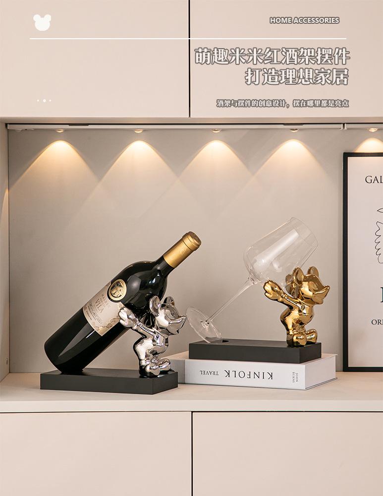 Product Introduction of Violent Bear Red Wine Rack Decoration Bubble Bear Light Luxury Wine Cabinet Decoration Home Living Room Meal Side TV Cabinet Decoration 0