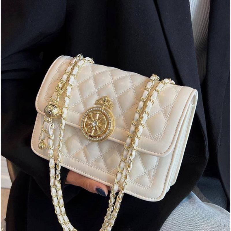 Túi xách đeo chéo nữ đeo vai cầm tay thời trang công sở khóa vương miện dây da phối xích đẹp Bag