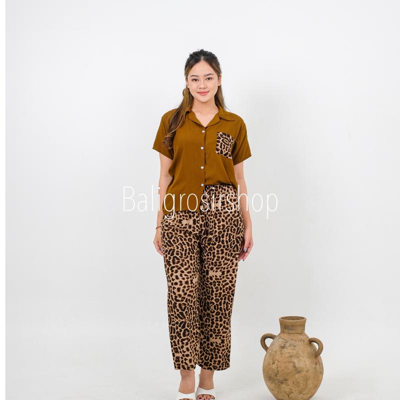 One Set Piyama Motif Ombre Ukuran Dewasa dan Remaja Murah Kualitas Butik Harga Grosir baju celana Setelan Wanita Rayon Panjang 0