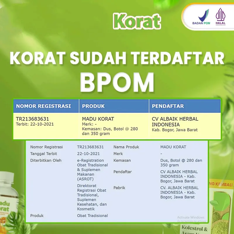 Madu Korat Original Herbal Alami Kolesterol & Asam Urat Lulus BPOM 5