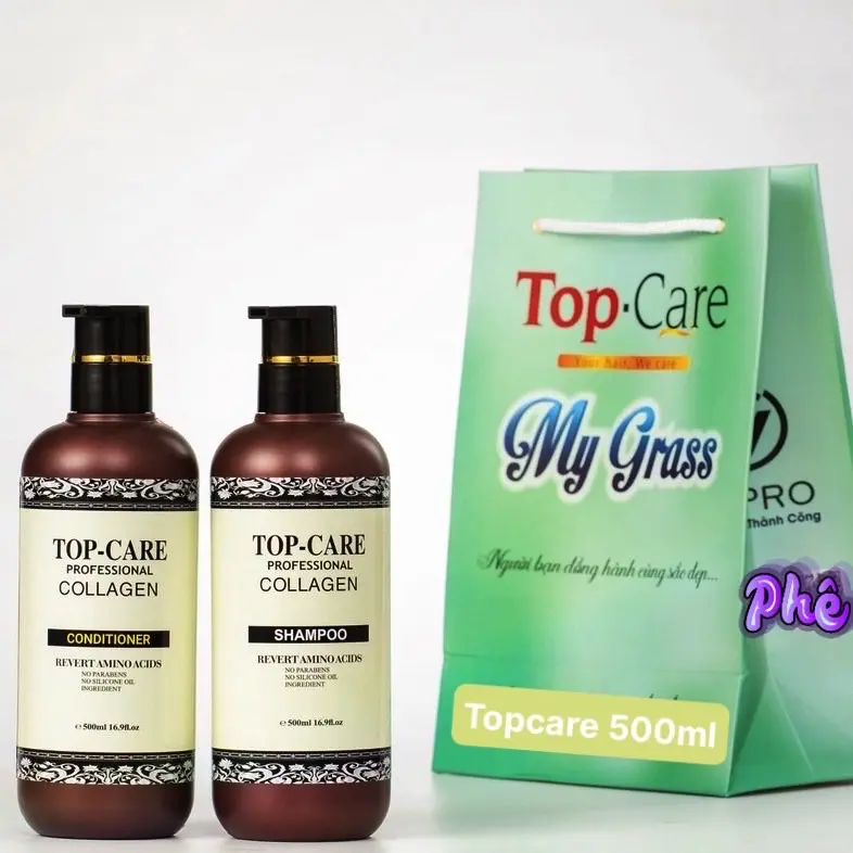 Top Care Collagen Cặp dầu gội Top Care 500ml phục hồi chăm sóc tóc hư tổn Hương thơm nước hoa Nữ Dưỡng tóc mềm mượt Chống rụng kích thích mọc tóc Kiểm soát lượng dầu chống bết nhờn tốt dau hoatra Women