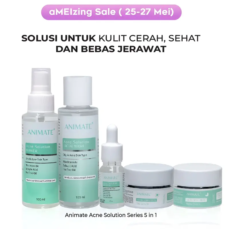 Paket Hemat Animate Acne Solution Series 5in1 Paket Perawatan Jerawat Wajah Berjerawat 0