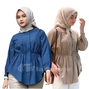 Alya Shirt Kemeja Wanita Linen Kerut Depan Baju Atasan Panjang Oversize Dewasa