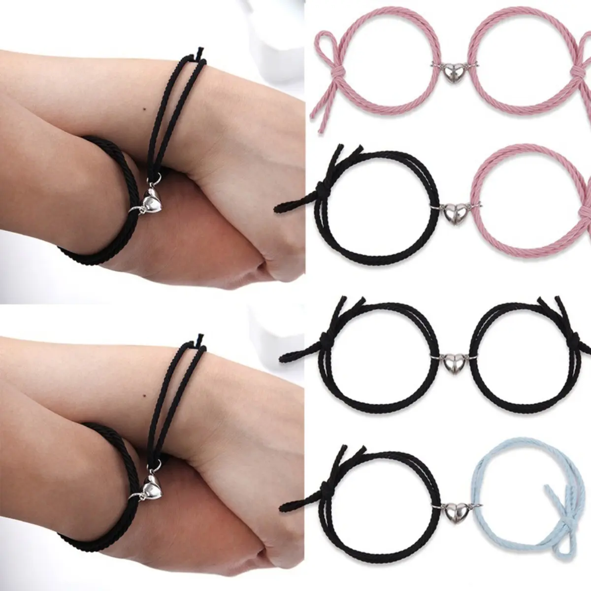 2Pcs/Set Cute Simple Love Elastic Rubber Band Couple Bracelets Love Friendship Rope Elastic Bracelets Decor Accessories
