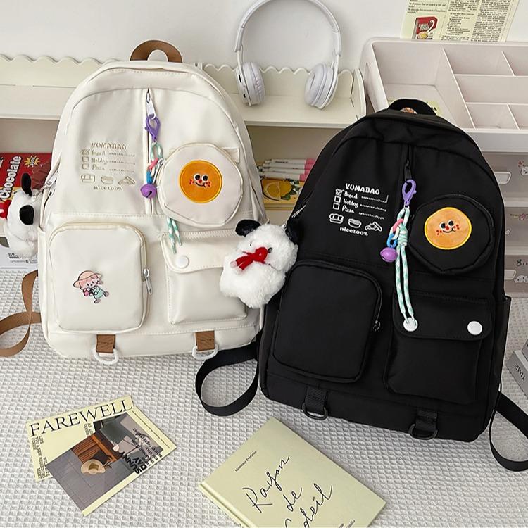Balo đi học Balo cheese (tặng ví mini dễ thương) LILA CHI29 Đeo Vai Backpack Kem Canvas hoc sinh vien xuhuong