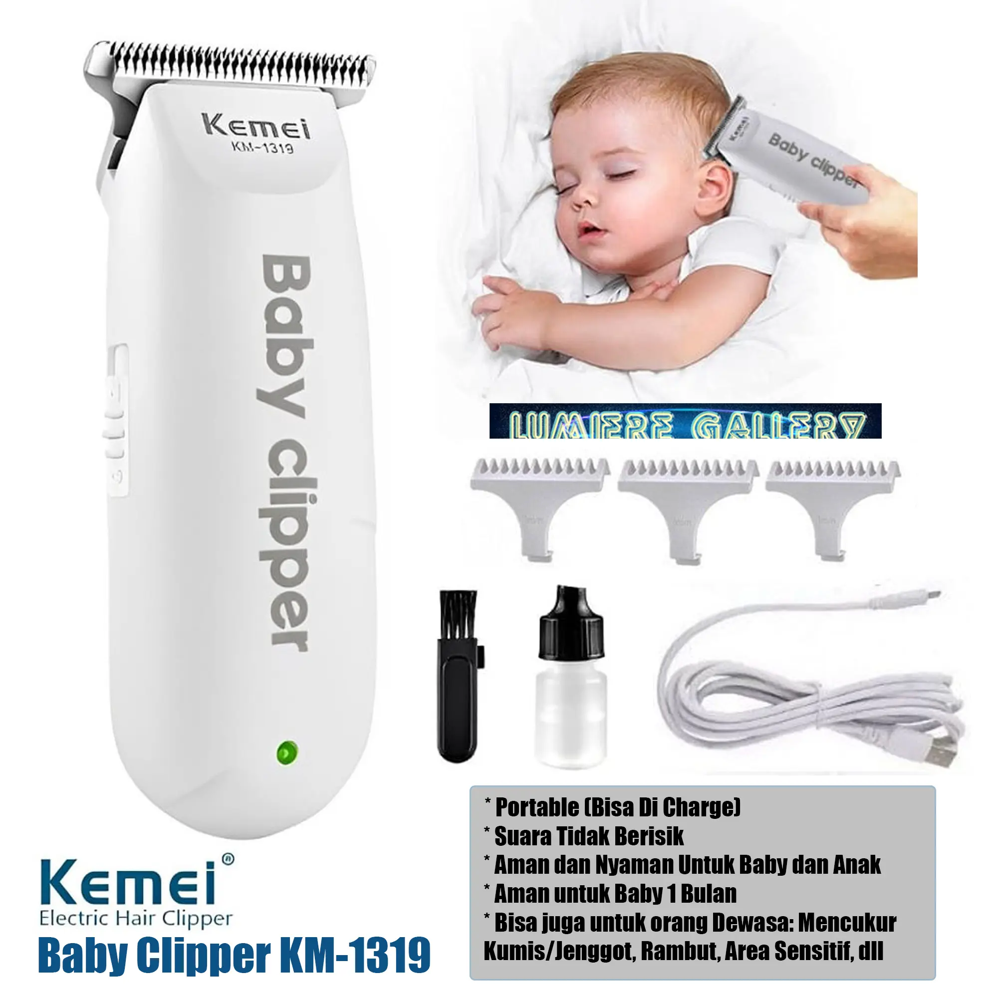 Electric Hair Clipper Baby Alat Cukur Rambut Elektrik Portable Cukuran Bayi
