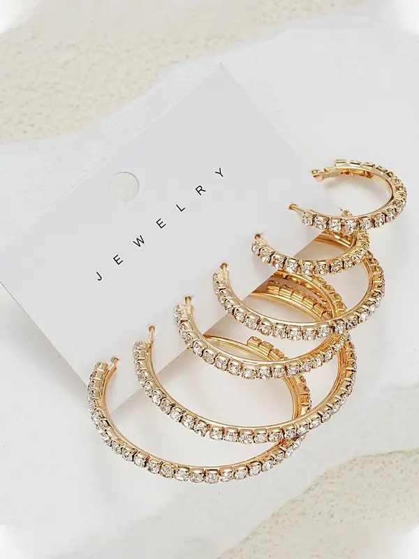 Rhinestone Decorated Hoop Earrings, Elegant Jewelry for Party, Daily Clothing Decor, Trendy All-match & Exquisite Jewelry for Birthday Gift 2