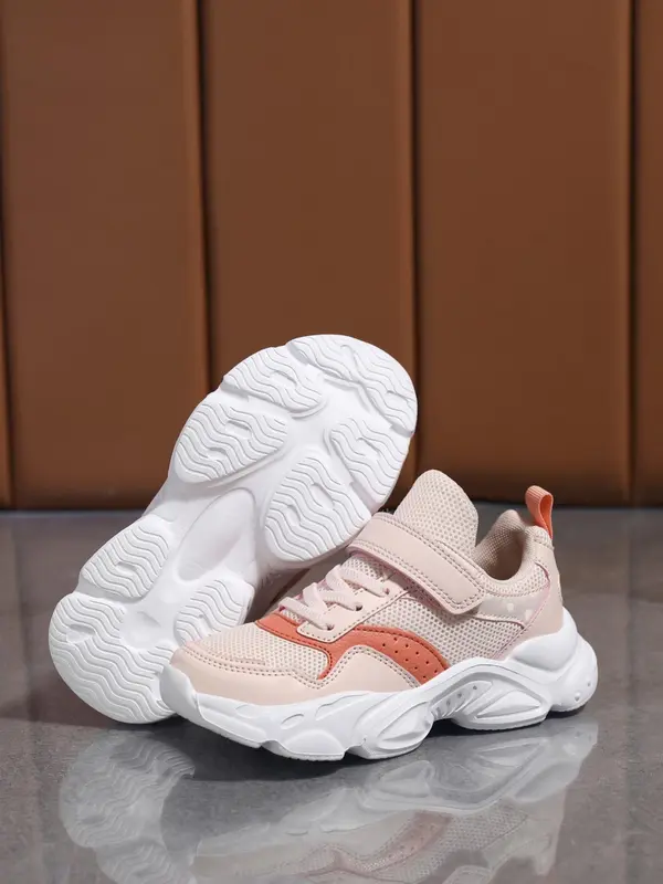 1 Pair Kids Colorblock Patchwork Design Lace Up Low Top Sneakers, Casual Sporty Comfortable Breathable Sneakers, Wear Resistant Anti-slip Sneakers 8