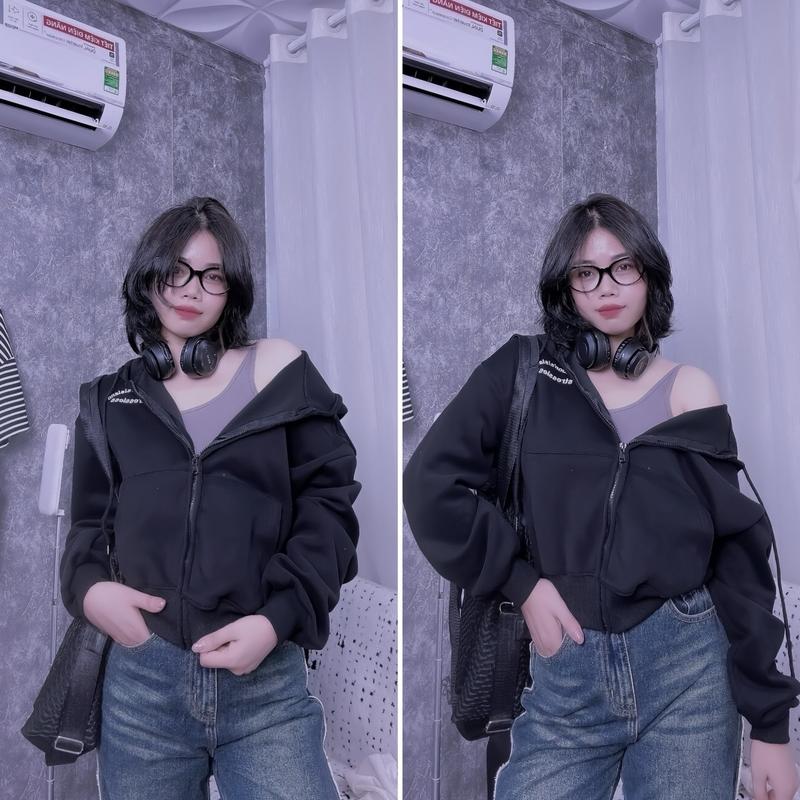 Áo khoác nỉ croptop hoodies phù hợp dành cho nữ  Menswear Nhung 8