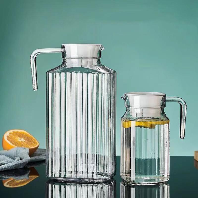 Ice Tea Pot Transparent Stripe Pitcher Anti-fall Water Jug 600/800/1100 ...