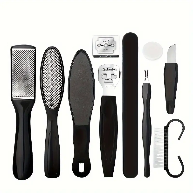 10pcs Stainless Steel Foot File Set - Professional Unscented Pedicure Tools for Dead Skin Removal and Foot Care Manicure Essentials