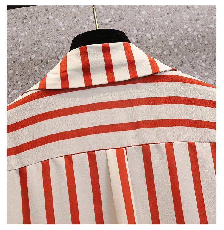 Product Introduction of Áo Sơ Mi Sọc, Dành Cho Nữ Ngoại Cỡ, Hàng Mới Về Mùa Hè, Áo Chui Đầu Dáng Rộng Rãi, ngắn Tay, Áo Khoác Bụng Giấu 14