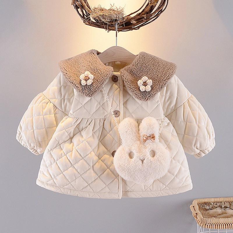   Mẹ Shubim  - AK54 - Áo Khoác Phao Kèm Túi Thỏ Cho Bé Gái Dễ Thương 