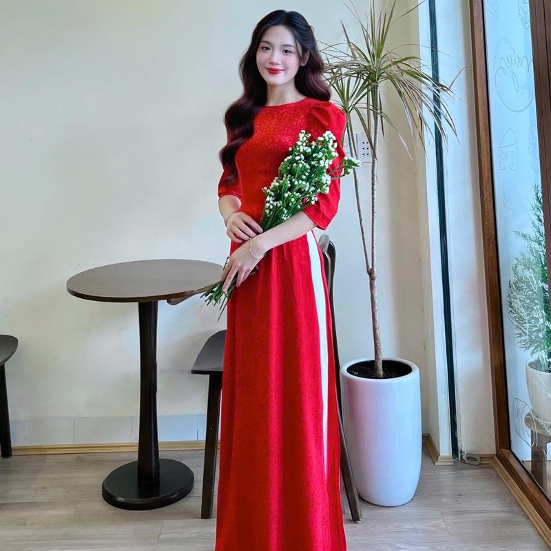 Bộ Áo Dài Gấm Lụa Tơ Mềm CỔ KIỀNG TAY PHỒNG LỠ kèm quần lụa sang trọng Nhiều Màu