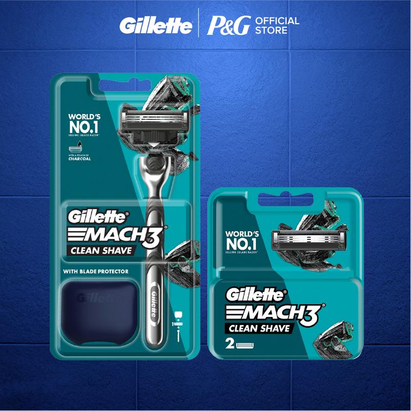 Combo Dạo Cạo Râu Và Vỉ Lưỡi Dao GILLETTE Mach3 Clean Shave Hộp (1 cán dao và 1 lưỡi) + Vỉ (2 lưỡi)