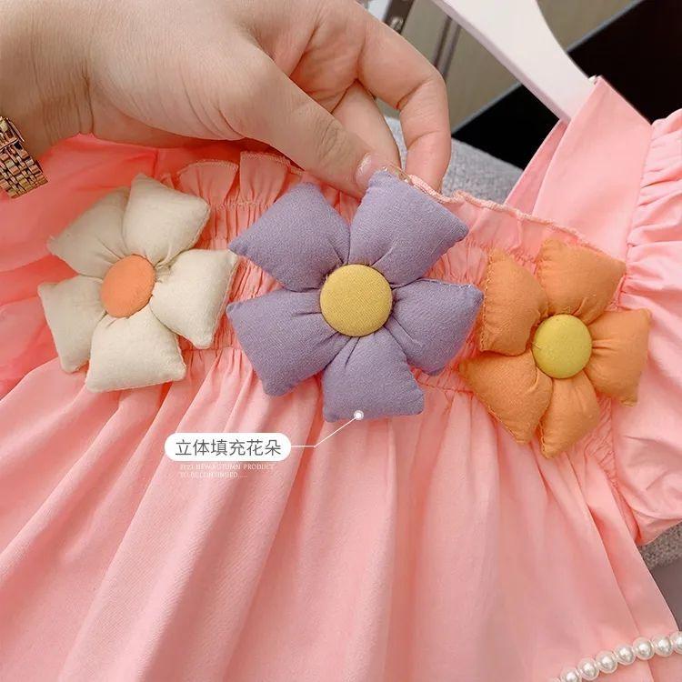 Váy Mùa Hè, Thời Trang Bé Gái, Váy Công Chúa Ngọt Ngào Váy Cổ Vuông Dễ Thương, Cho Bé, Mới Năm 2024 6