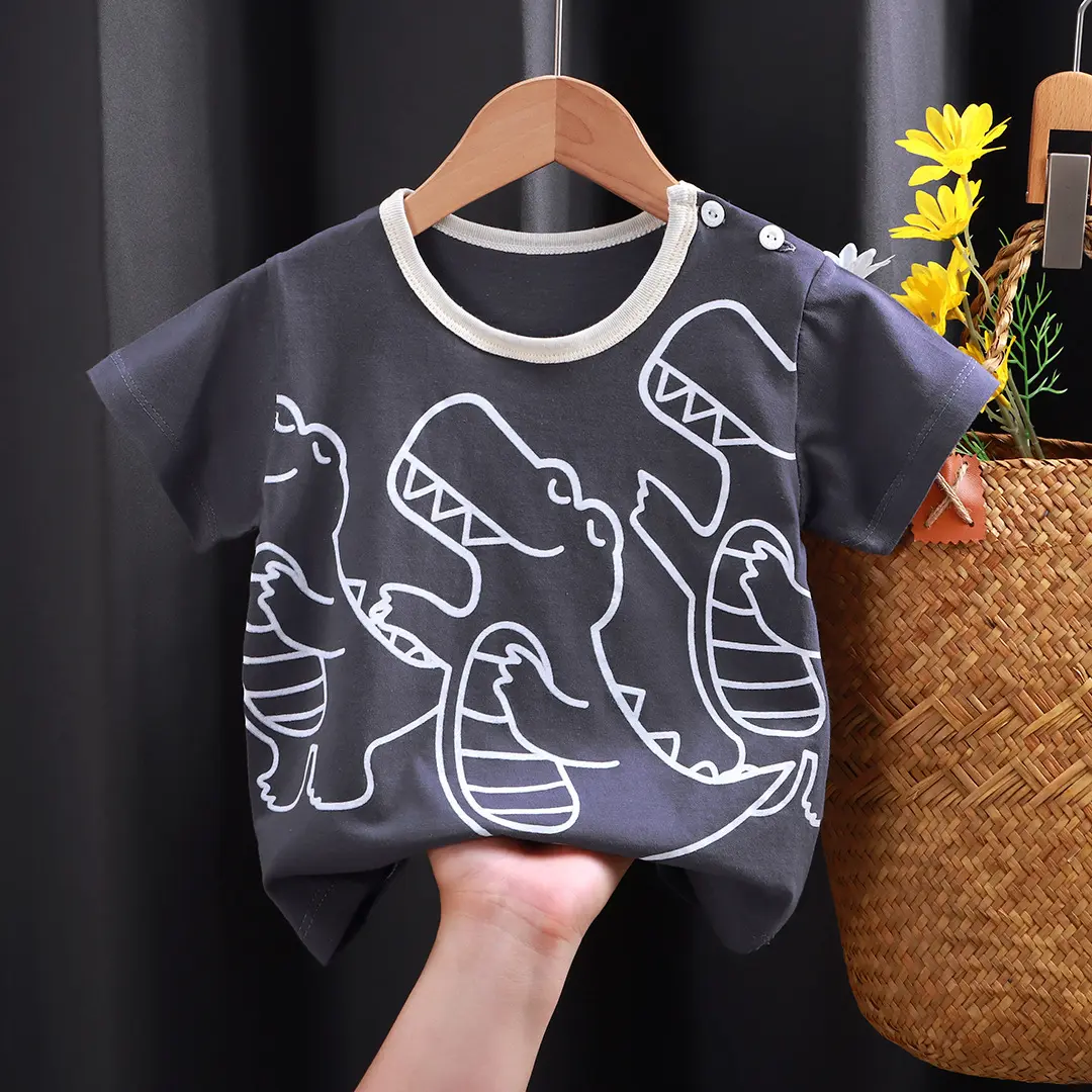 Children's Short-Sleeved T-shirt, Pure Cotton Girls' Summer Clothes, Baby Children's Summer Clothing New Boys' Tops,