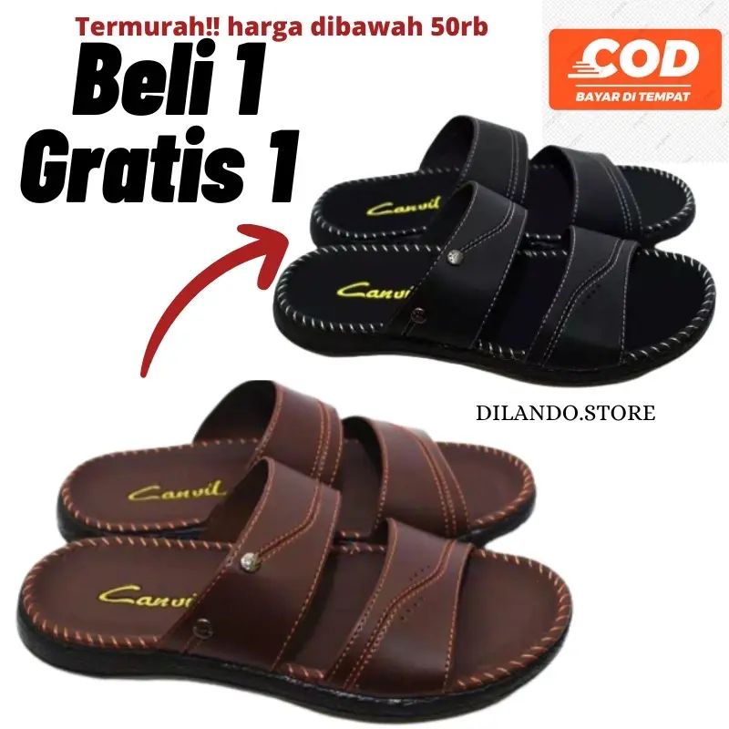 Buy 1 Get 1 sandal BB Sandal Casual Slop Selop Pria Kulit Terlaris Jepit