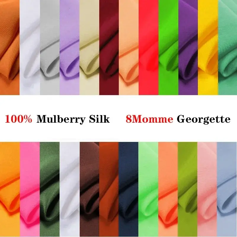 Mulberry silk fabric, width 114cm, 8momme, solid color, handmade, DIY, sewing, clothing, summer, free shipping