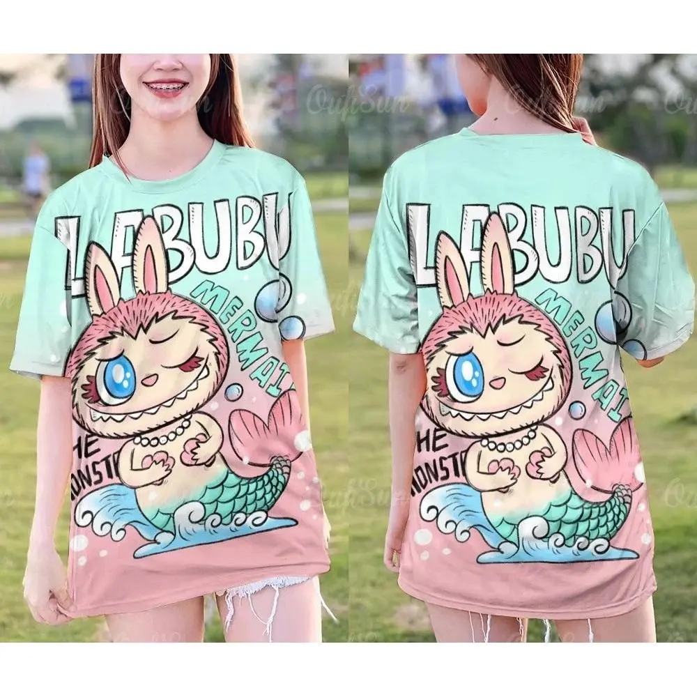 Labubu Tshirt Fashion Women's T-shirt Cartoon Oversized Tops Girls Cute Women Korean Trendy Tops