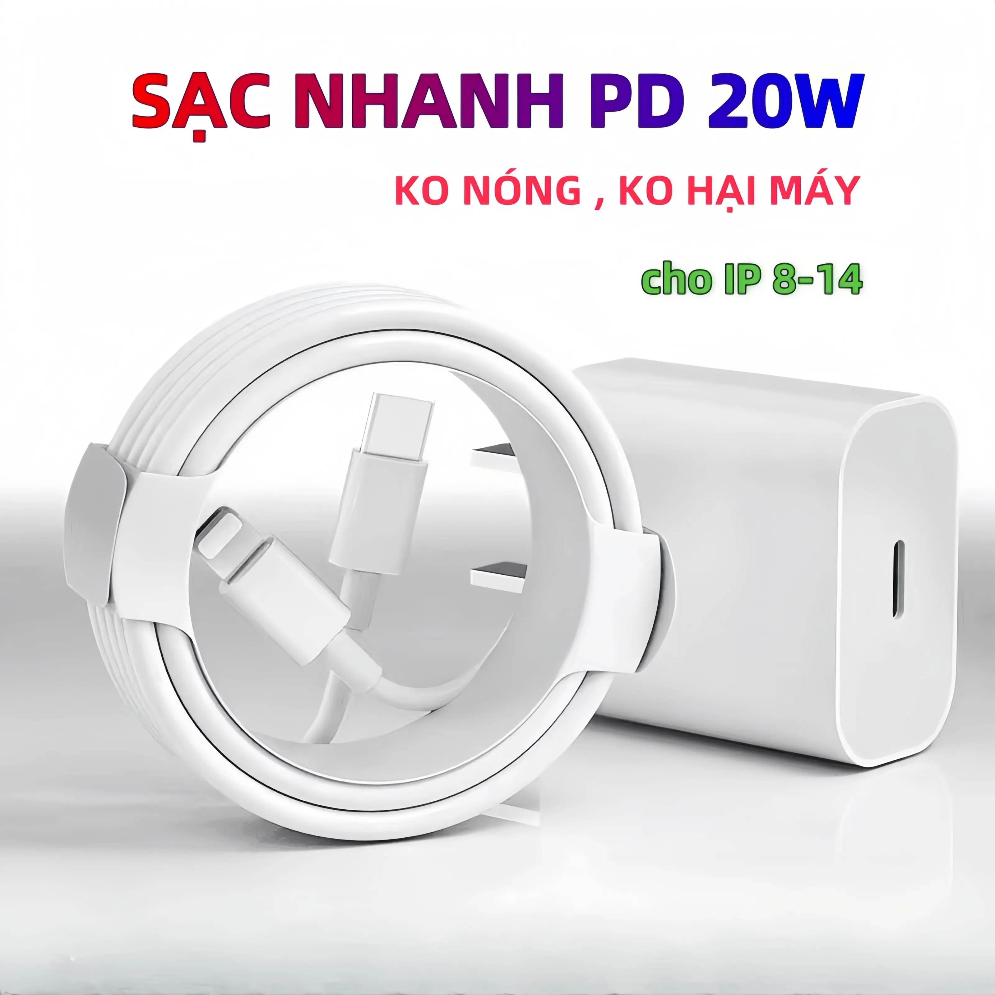 Bộ sạc nhanh 20W, dây sạc nhanh, áp dụng cho iphone 14 13 12 11 Pro Max XS XR X 8 7 Plus Bảo Vệ Thiết Bị- Không Nóng Máy