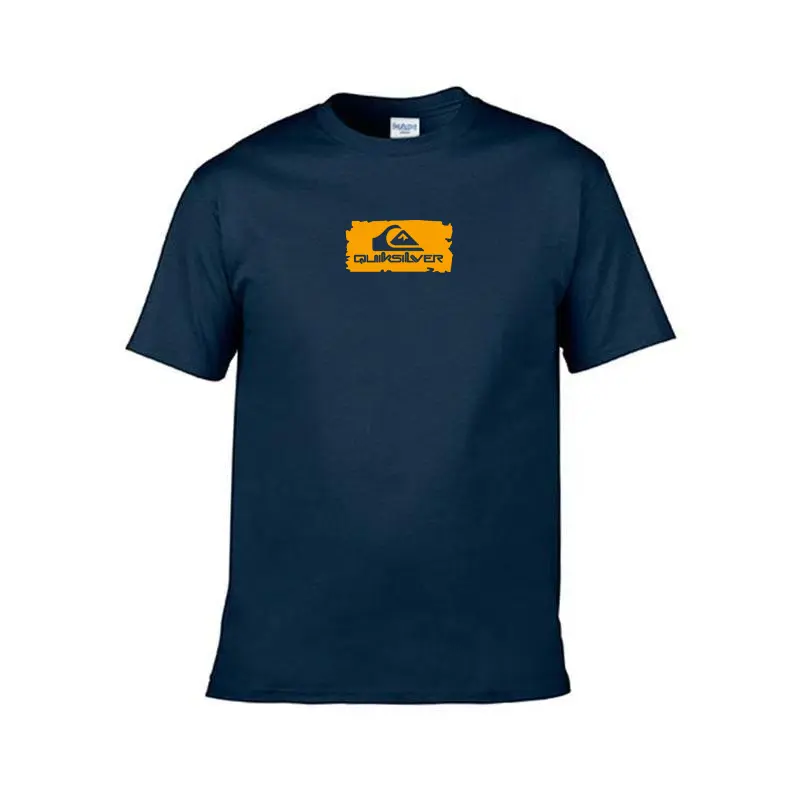 Quiksilver Men Chrome logo T-shirt-Black Crewneck Cotton