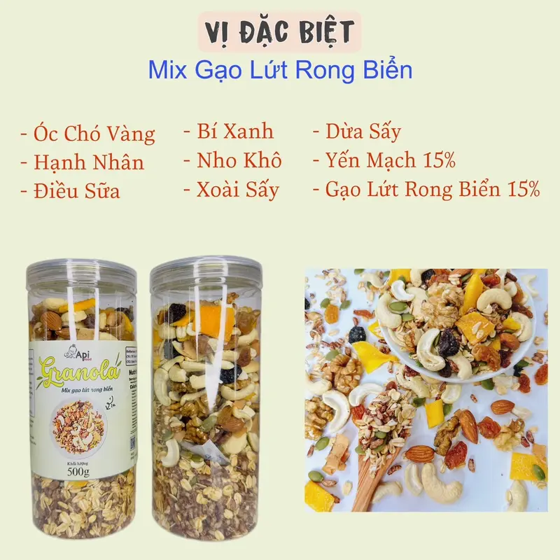 [COMBO 3 TẶNG 1 + QUÀ TẶNG] 2KG Ngũ Cốc Granola 30% Yến Mạch Api Food - Ăn Vặt Api Food 2