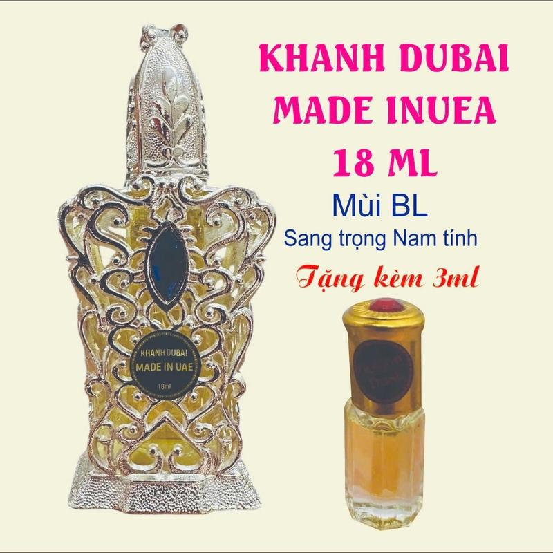 Kèm 3 mL BlU tinh dầu nước hoa Khanh Dubai 18 ml [dành cho nam] mùi hương thơm trẻ trung tươi mát sang trọng nam tính