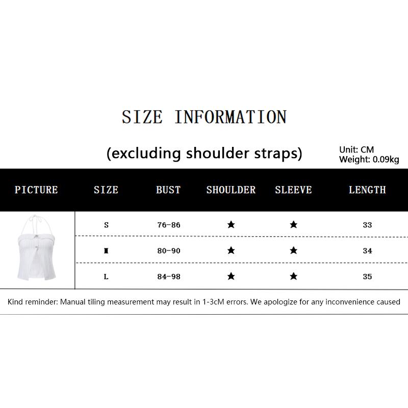 Product Introduction of SS24 Women Stripe Tank Tops Buttons Slit Halter Neck Sleeveless Vests Summer Backless Short Tops Streetwear 0