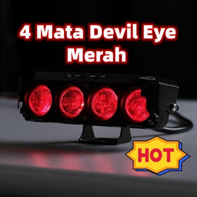 【COD,Kirim Sekarang】 【FREE SAKLAR】12V / 24V Devil Lampu Sorot Tembak Mobil Lampu LED Tembak Sorot D3 SQL Lampu Tembak Sorot LED Laser 3 Mata 4 Mata 80 Watt 2 Warna Putih Kuning 8
