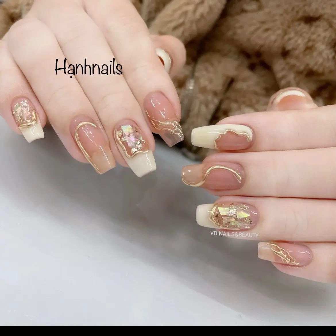 Nailbox thiết kế mix kẻ ẩn xà cừ Làm Nail Women Nữ