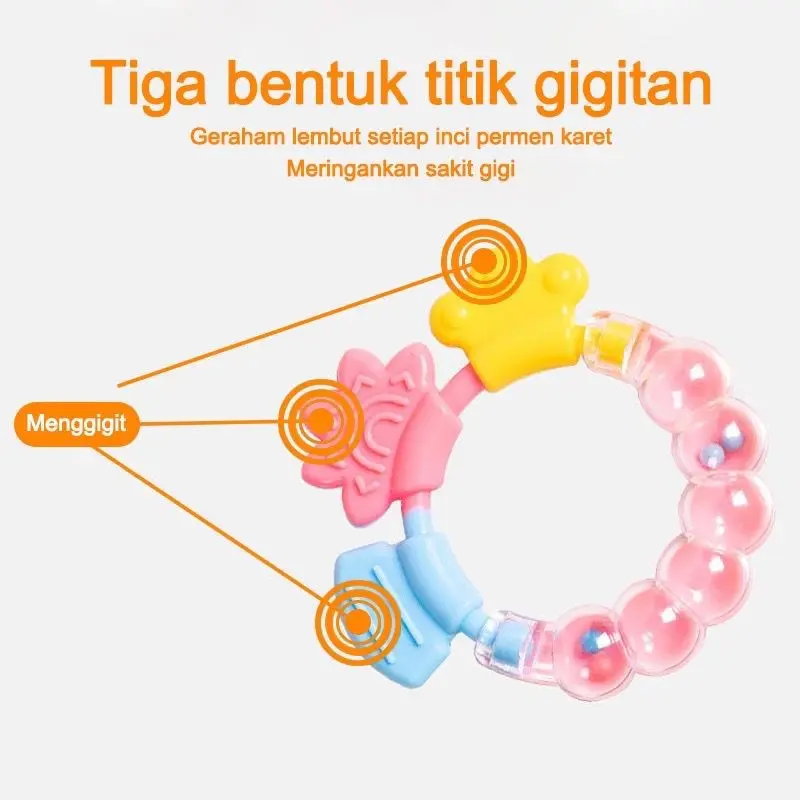 Paket Mainan Gigitan Bayi Newborn Baby Theether Dengan Case Box Transparan Empeng Buah Gelang Gengam Rattle Silikon Kerincingan BPA Free Teether 4
