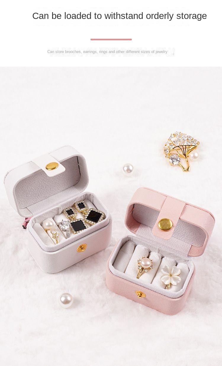Product Introduction of Waterdrop-shaped jewelry box [Portable Storage Box] New model Leather Mini Jewelry Box Portable Travel Earrings Ear Rings Jewelry Storage Box Ring Storage Box 2