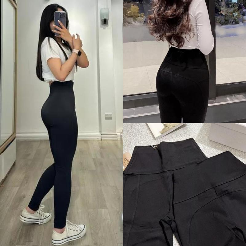 Quần Legging nữ cạp cao bản to gen bụng chất vải Umi dày dặn mềm co giãn không cắn chỉ bai xù - Quần tregging dài lưng cao tôn dáng vải đẹp Ôm gọn Màu đen 