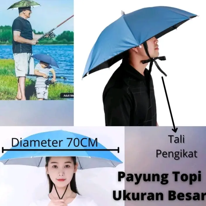 Topi payung diameter 70cm/topi payung hosun/payung topi/topi payung/topi mancing/topi lipat