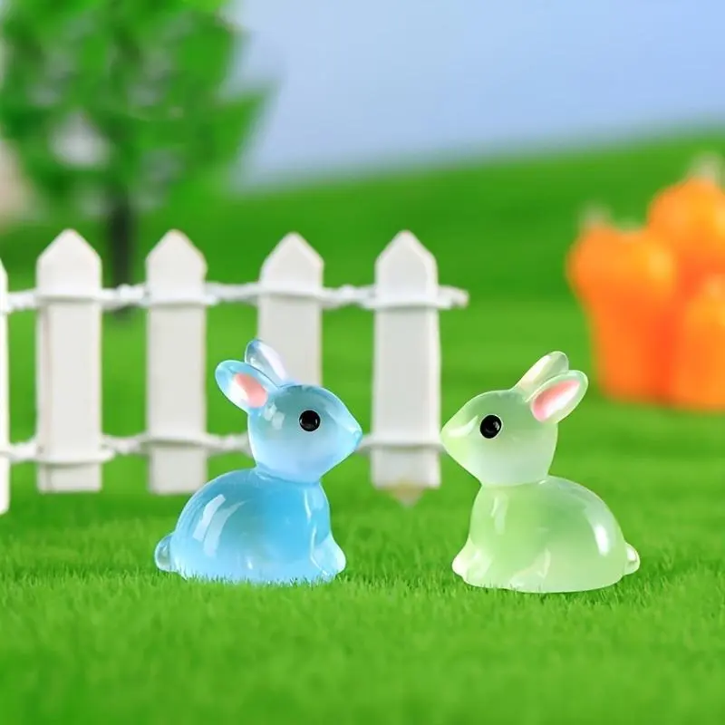 Cute Rabbit Design Resin Ornament, 20pcs/set Mini Rabbit Decoration, DIY Craft for Home Garden Party Wedding 5