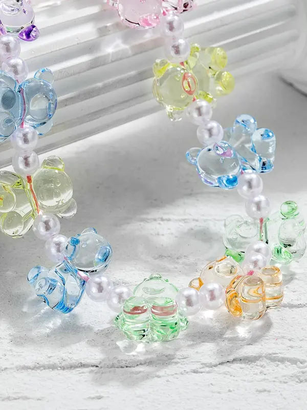 Artificial Crystal Bears & Faux Pearls Keychain, Colorful Beaded Phone Chain, Cute Keychain for Daily Decor, Trendy All-match & Exquisite Keychain for Friend's Gift 4