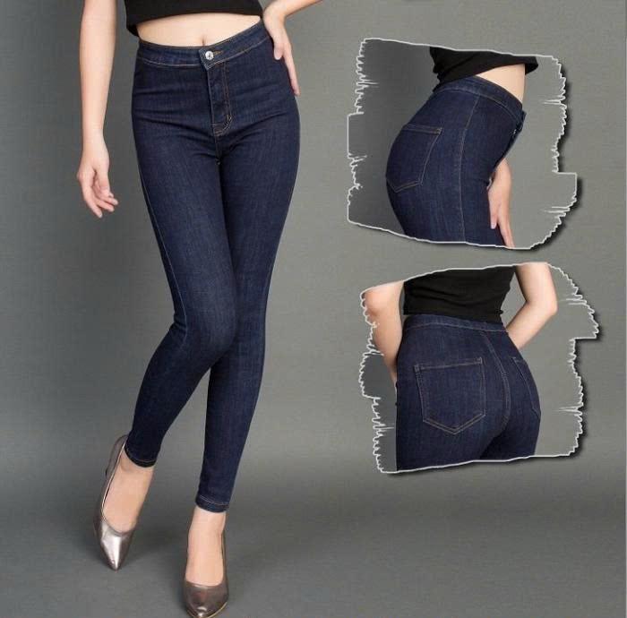 Quần Jean Nữ Trơn Lưng Cao Size Đại Co Giãn 4 Chiều Dáng Skinny Hàng Thiết Kế