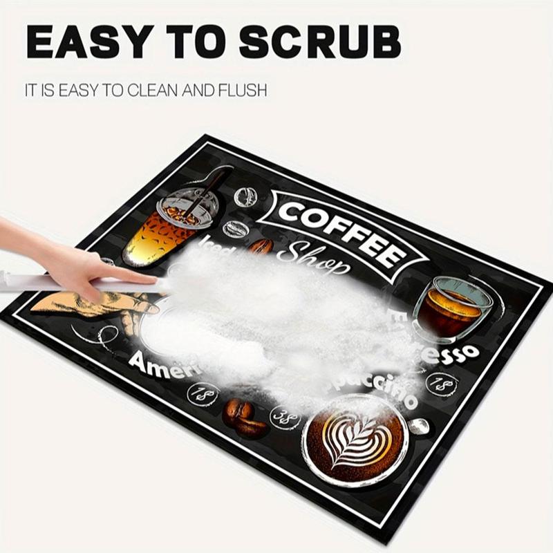 Product Introduction of Coffee Pattern Kitchen Mat, 2 Counts Non-slip Absorbent Coffee Machine Drying Mat, Kitchen Counter Tableware Drying Mat, Household Kitchen Products 4